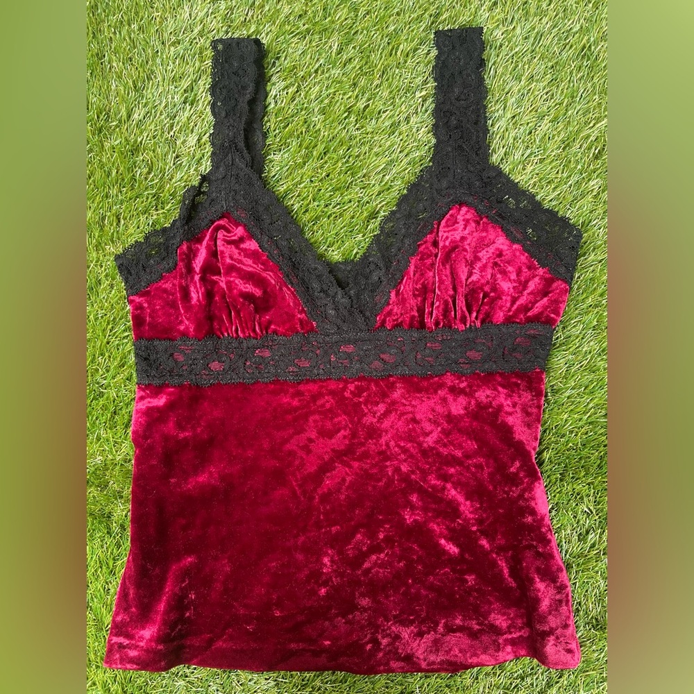 RARE 🖤 Vintage Betsey Johnson | Velvet Lace Gothic Tank Size S Whimsigoth